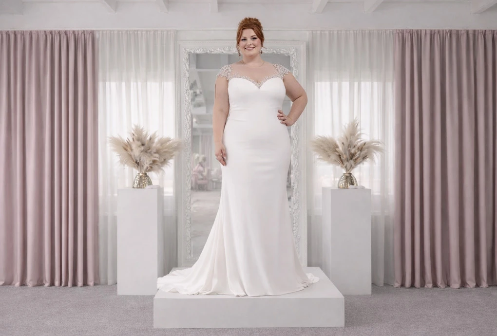 plussize strakke trouwjurk zeemeermin